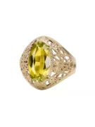 Anillo Peridoto amarillo Oro amarillo de 14 quilates Artesanía vintage vrc074y